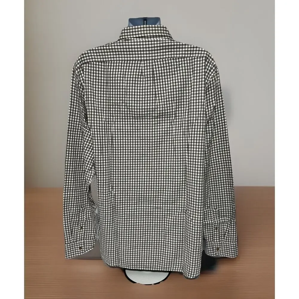 J Crew Mens XXLT Classic Brushed Twill Flannel Button Down Gray Check Shirt